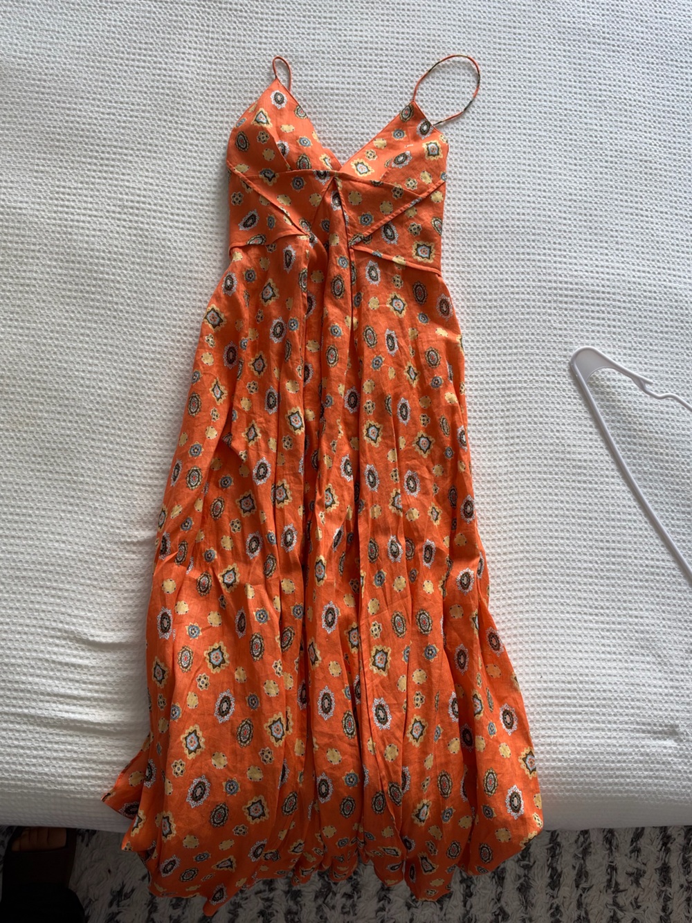 Scanlan Theodore Orange Linen Midi Dress